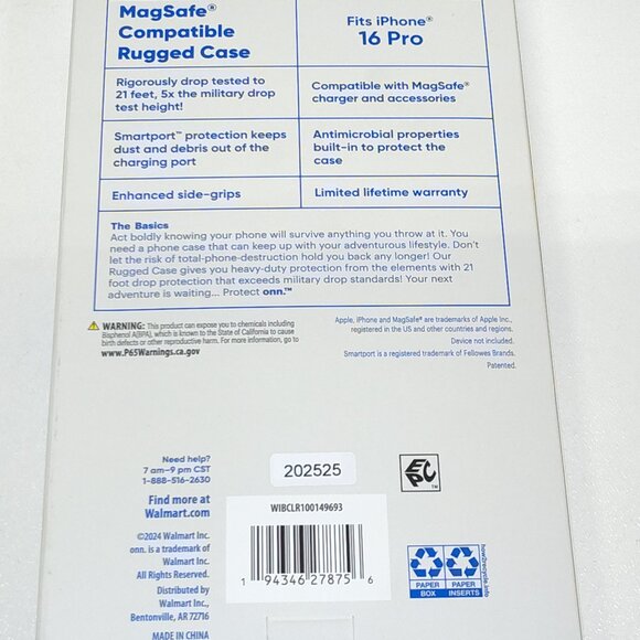 Protect Onn. iPhone 16 Pro MagSafe Compatible Rugged Case 21' Drop Tested NIB - Picture 3 of 3